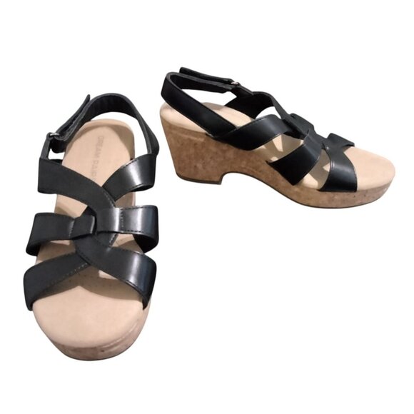 Dream Pairs Womens Black Faux Leather Espadrille Platform Wedges Size 8 - Picture 2 of 12